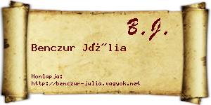 Benczur Júlia névjegykártya